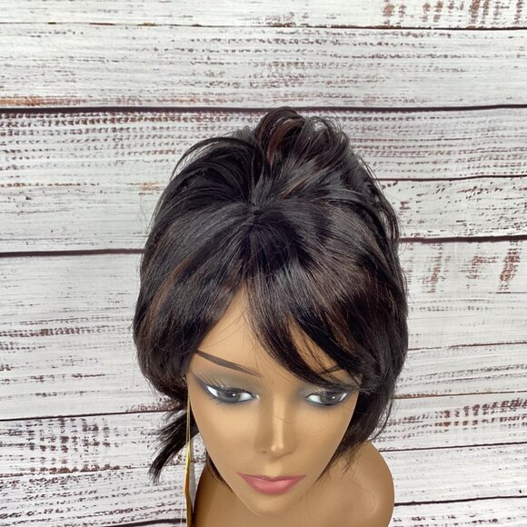 Dior #F1B/33 Black & Auburn Womens Punk Mullet Wig Classic Cap Syntnetic Hair - Picture 5 of 7